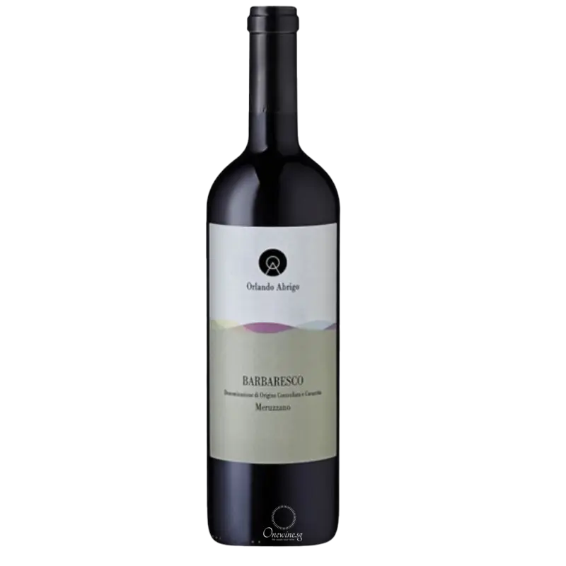 Abrigo Orlando Barbaresco Meruzzano 2016 red wine bottle – premium Italian Nebbiolo from Piedmont