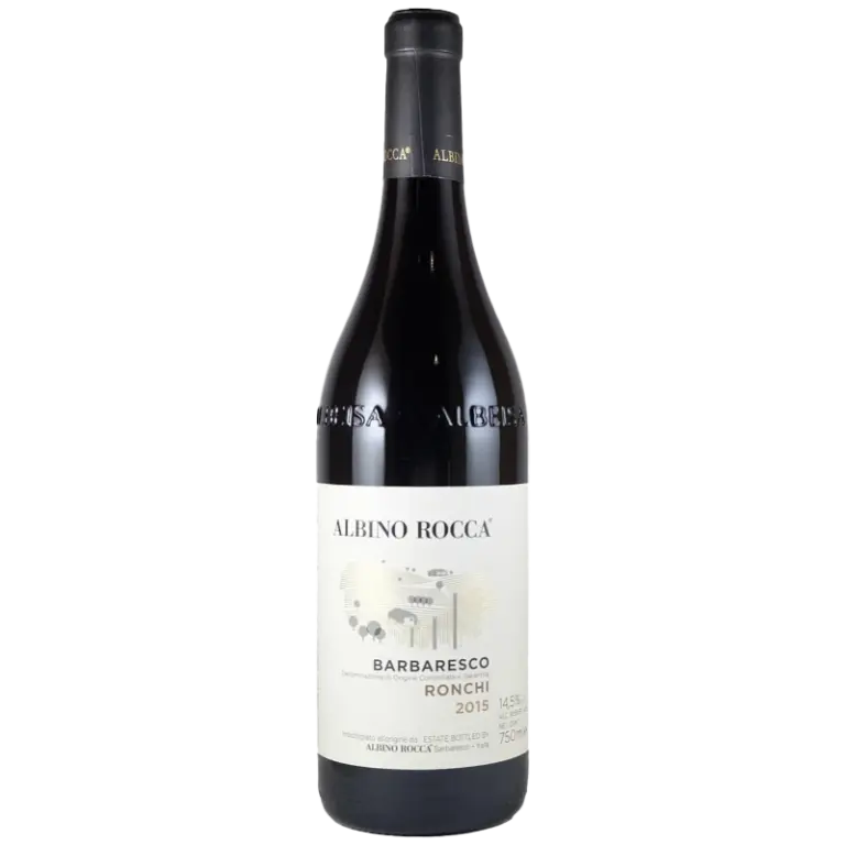 Albino Rocca Barbaresco Ronchi 2015 red wine bottle – award-winning Nebbiolo from Piedmont, Italy