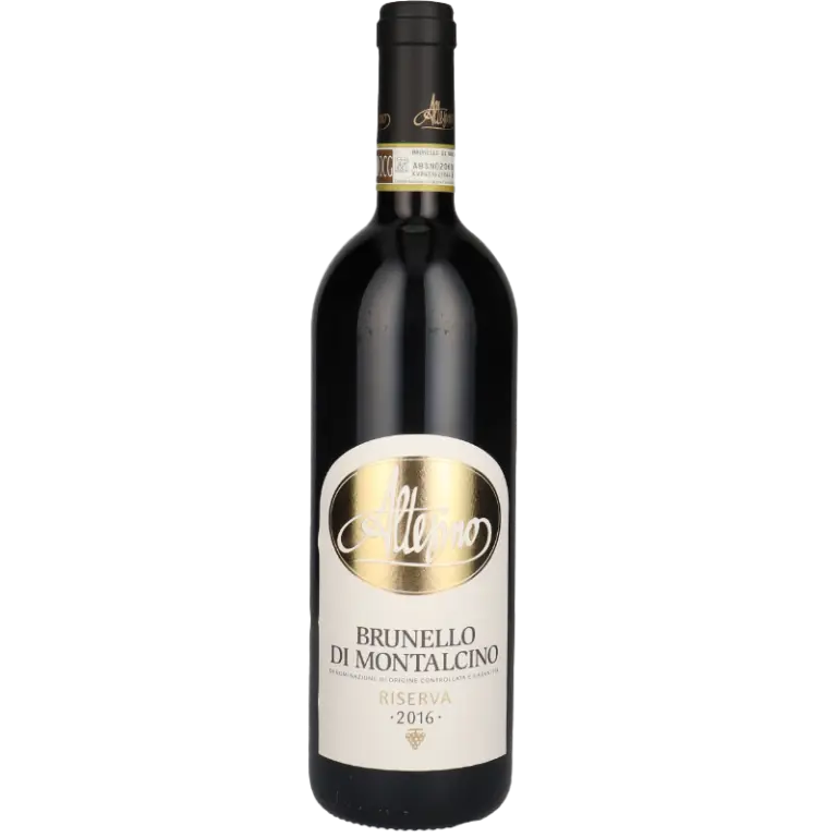 Altesino Brunello di Montalcino Riserva 2016 red wine bottle – award-winning 96+ point Tuscan Sangiovese