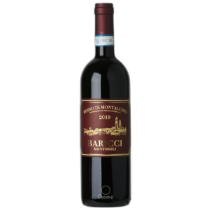 Bottle of Baricci Rosso di Montalcino 2019 red wine from Tuscany