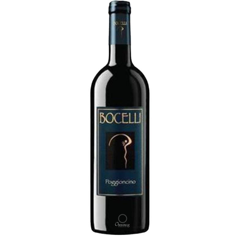 Bottle of Bocelli Poggiocino 2004 red wine from Tuscany