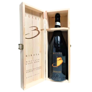 Bottle of Boeri Moscato d’Asti Ribota 2014 sweet sparkling wine from Piedmont