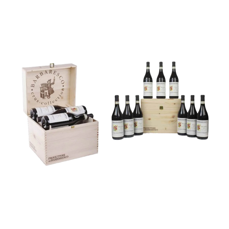 Produttori del Barbaresco Cru Collection Assortment Original Wooden Case of 9 bottles of vintage 2017